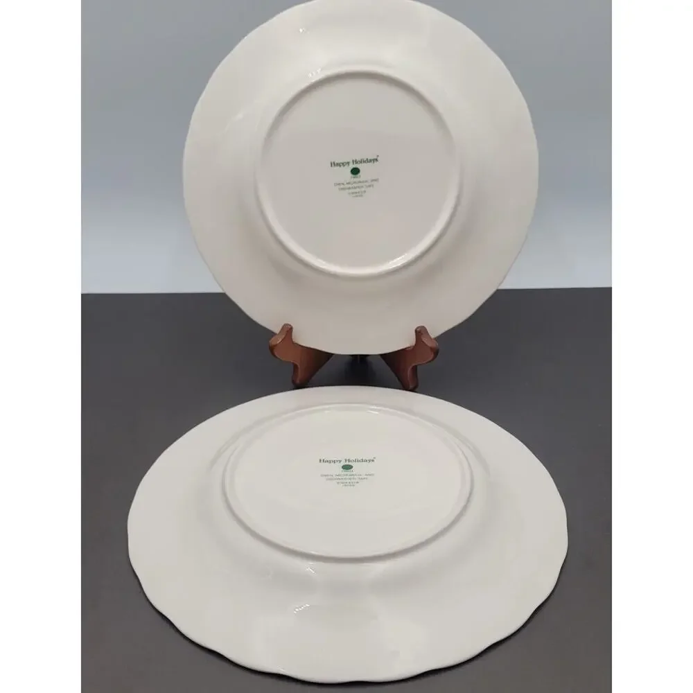 Set of 2 Nikko Happy Holidays Christmas Swirl Dinner Plates 10.75